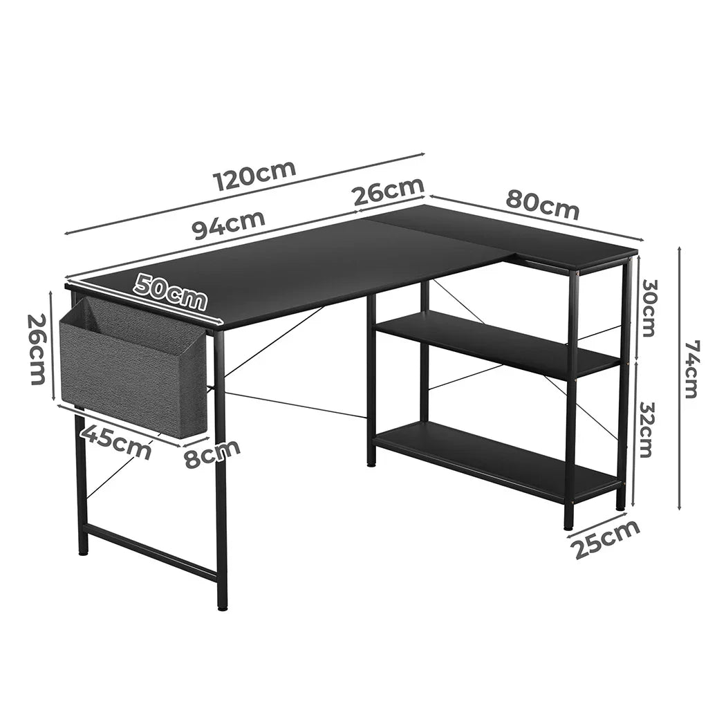 Levede L Shaped Computer Desk Home Desk Black-2029387250143465474