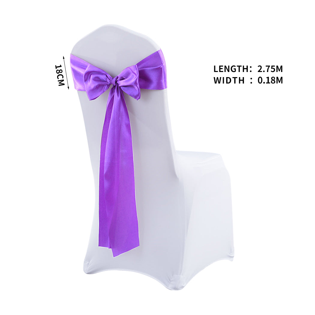 50x Satin Chair Sashes Cloth Cover Wedding Lavender-2065254450536255490