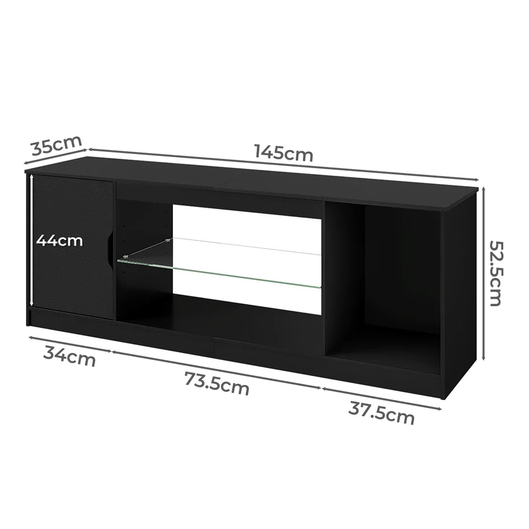 Levede TV Stand Storage with LED 140cm Black-2050056754112368642