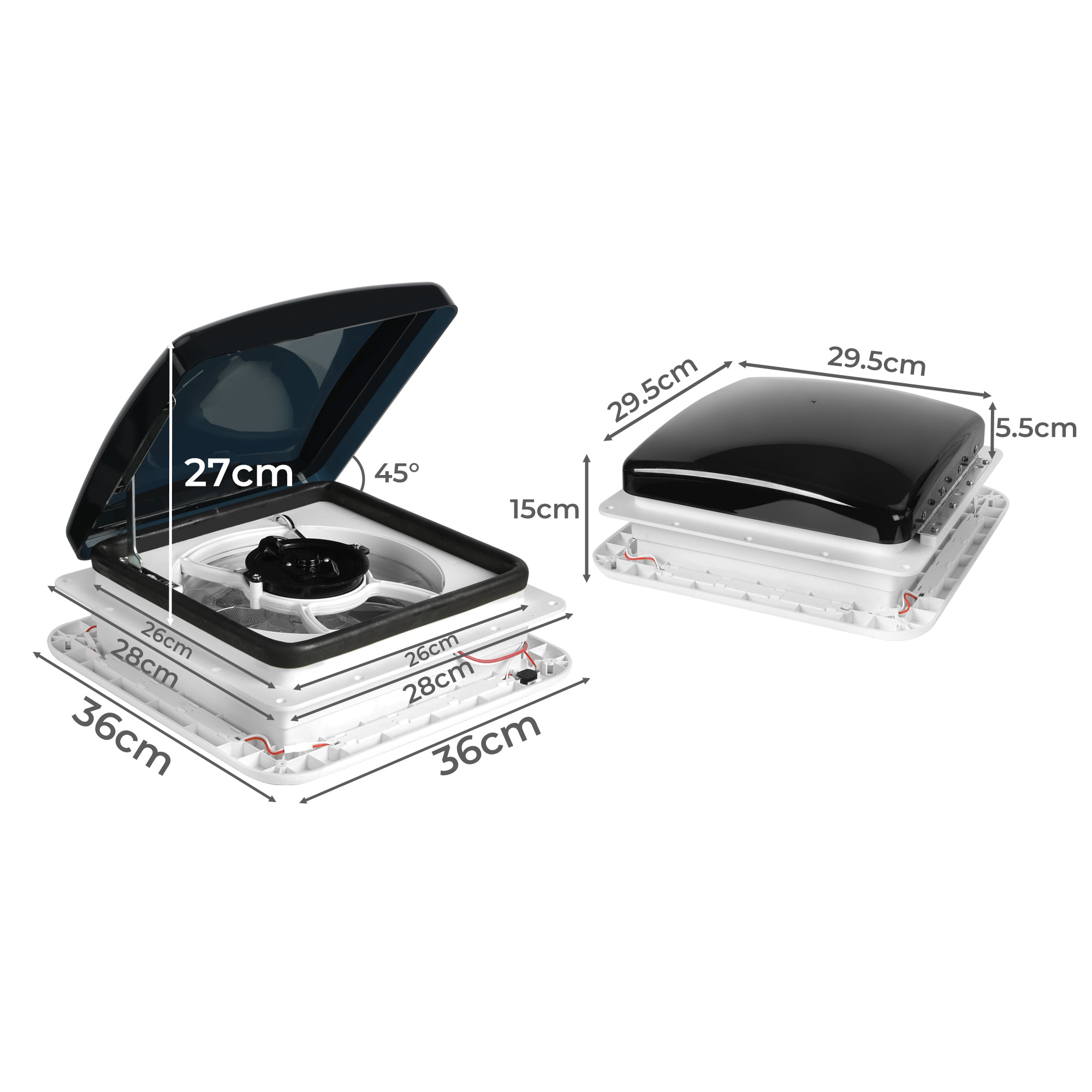 Manan Caravan Roof  Vent Hatch RV Shower Air Exhaust 12V Fan LED Light Trailer-1864183253821427714