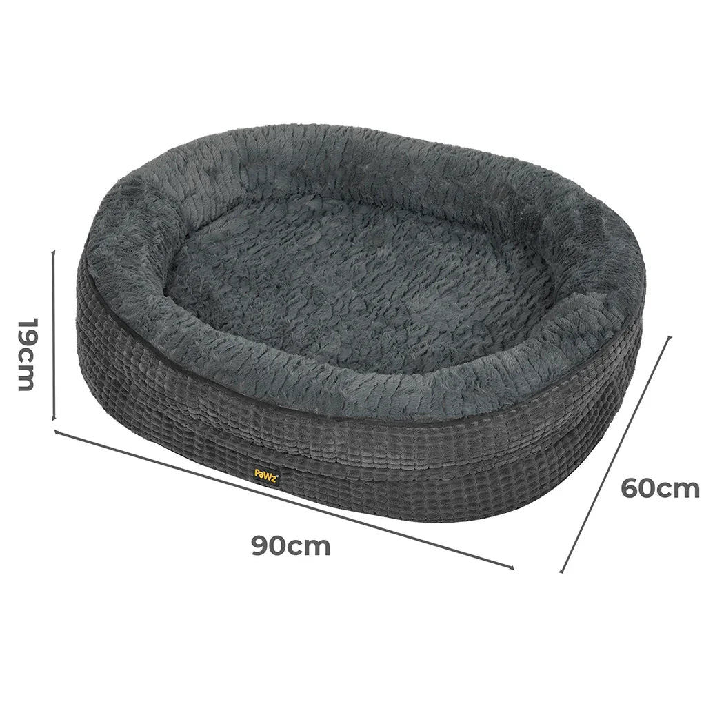 Pawz Orthopedic Plush Dog Bed Soft Washable Pet Bed Grey Cosy Cushion L Size-2050056794172166146