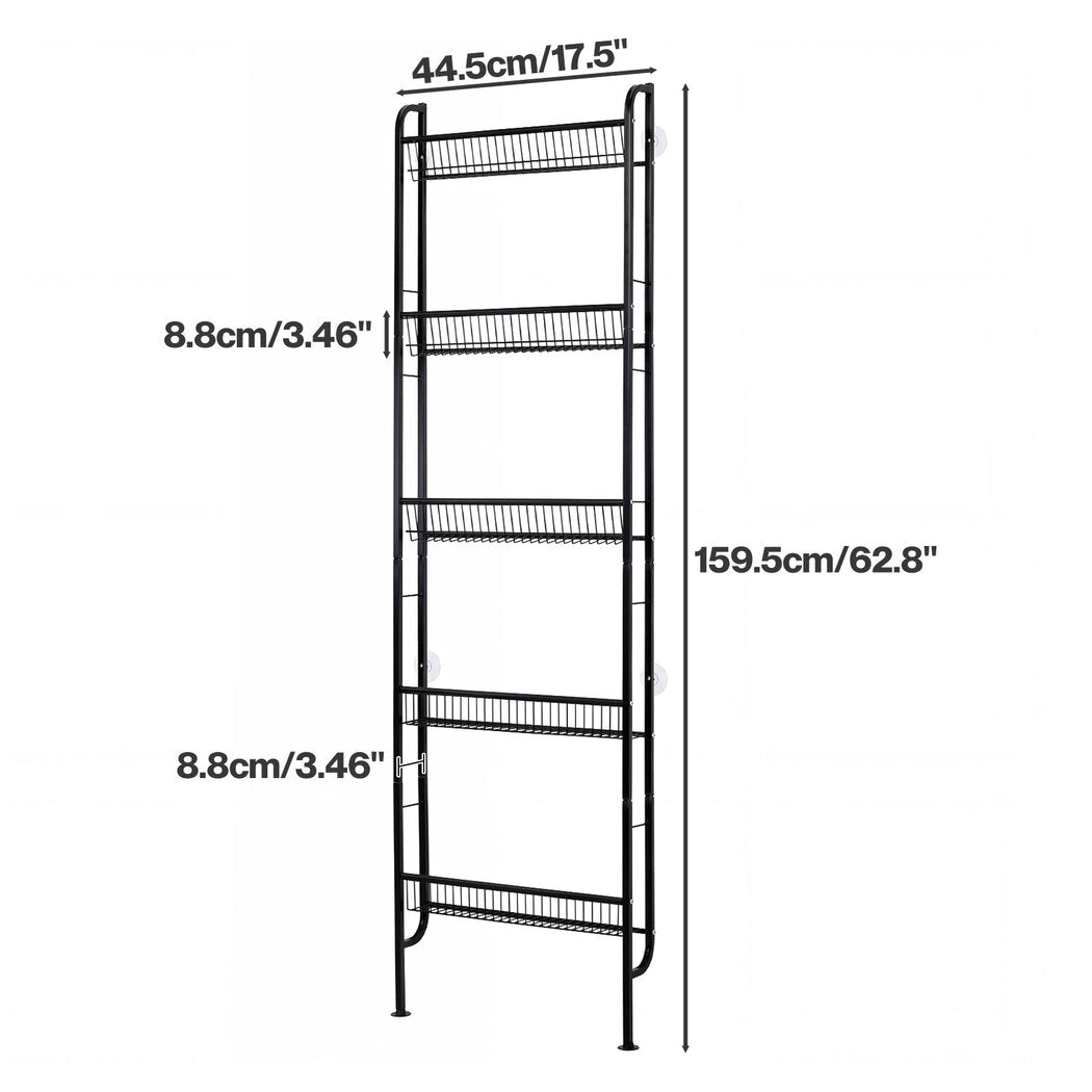 Levede Slim Storage Rack Kitchen Organiser Wall Mounted Metal Shelf Black-2072893555600396290