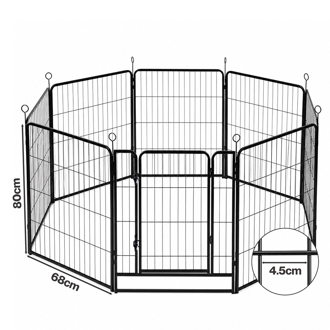 Pawz Dog Playpen 8-Panel Folding Dog Pen Steel Black-2100034989323325442