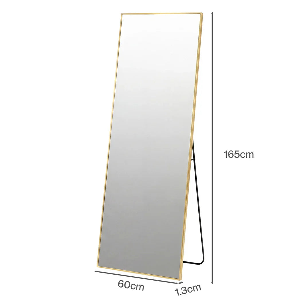 Yezi Rectangular Full Length Mirror 165x60cm Gold Standing Floor Wall Leaning-2050059008483659778