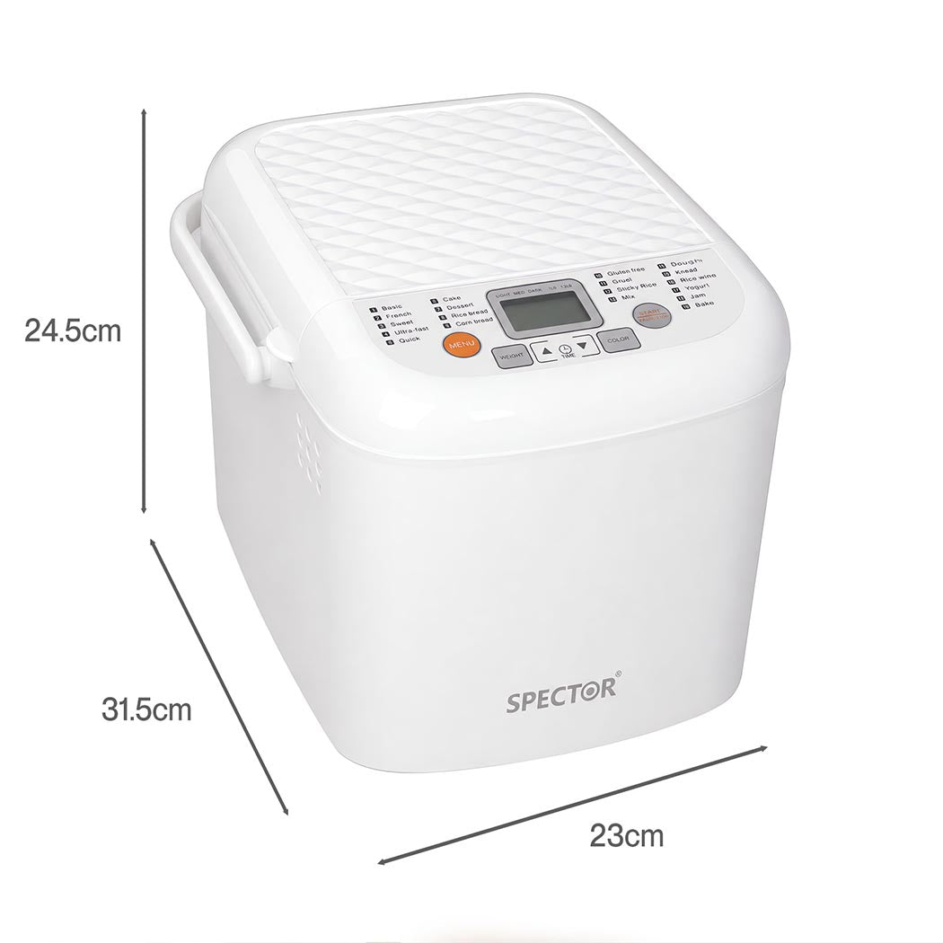 Spector Automatic Bread Machine 19-In-1 500W Quiet Motor 1.2Lb White for Home-2109799588007972867