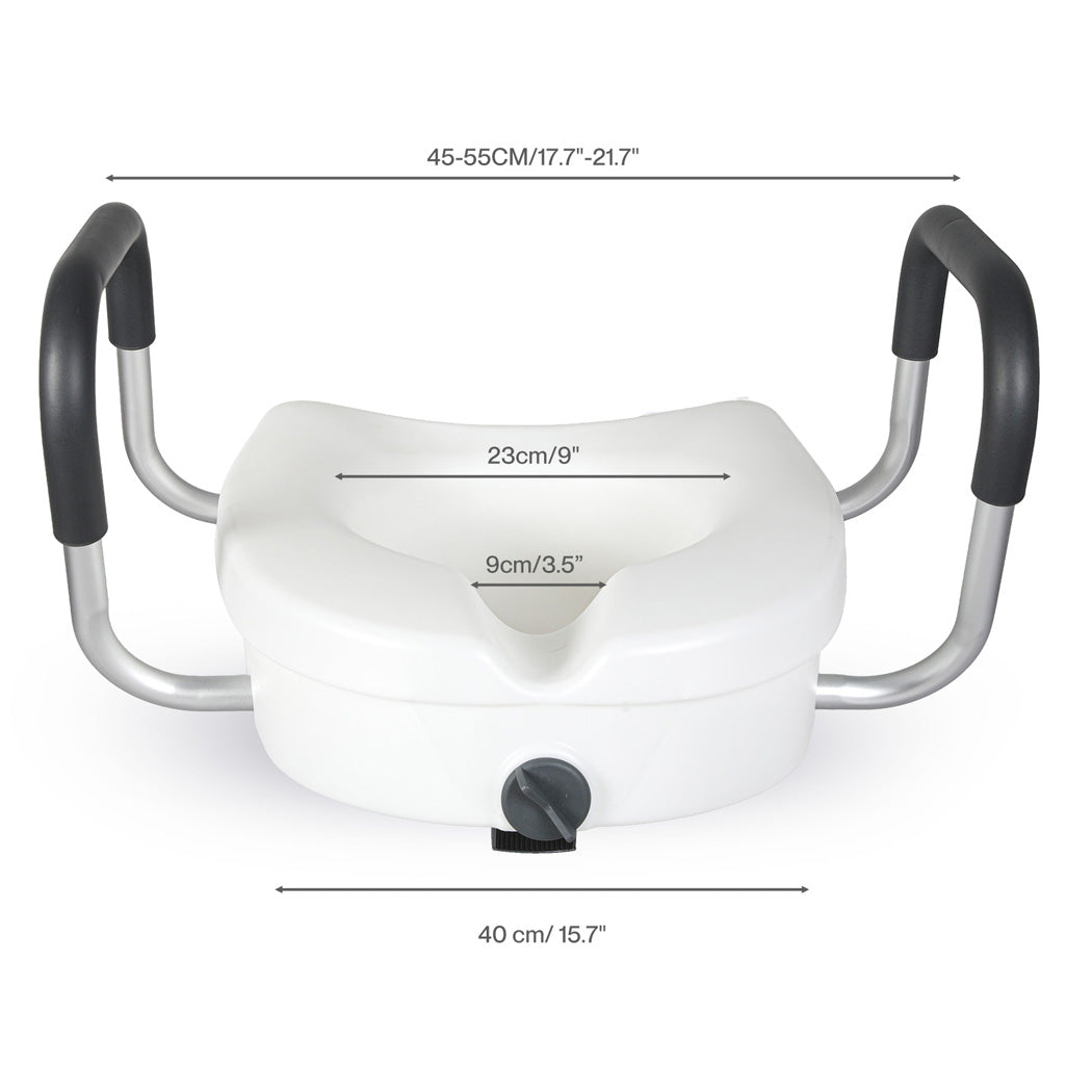 Levede Raised Toilet Seat with Handles Adjustable Height Aid Seniors White-2100034935548153858