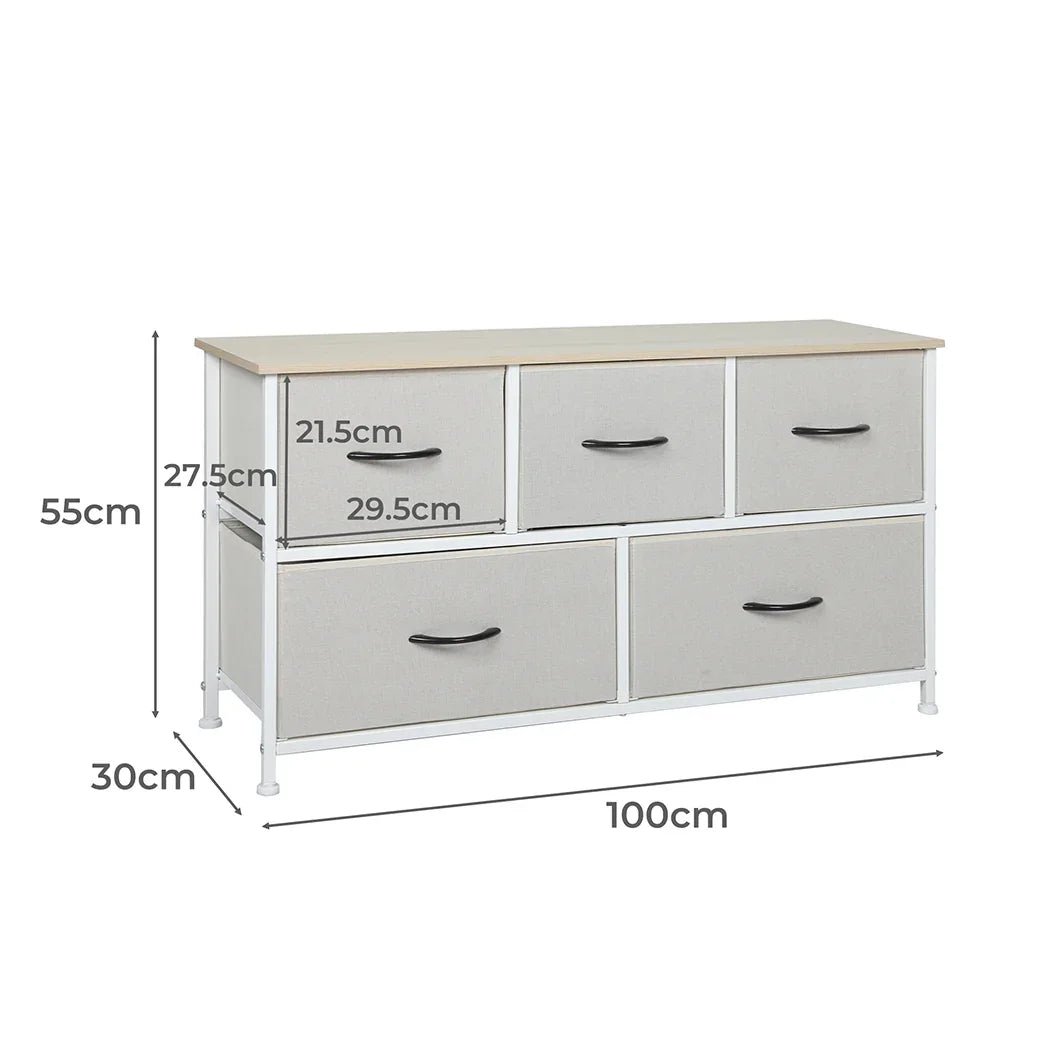 Levede Storage Cabinet Tower Chest Beige-2006733261870600194