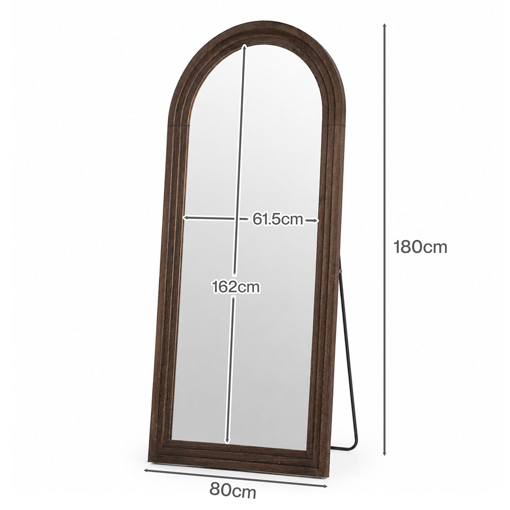 Yezi Mirror Full Length 4mm Tempered Glass Stand Lean Mount Bedroom Brown-2100034941516648450