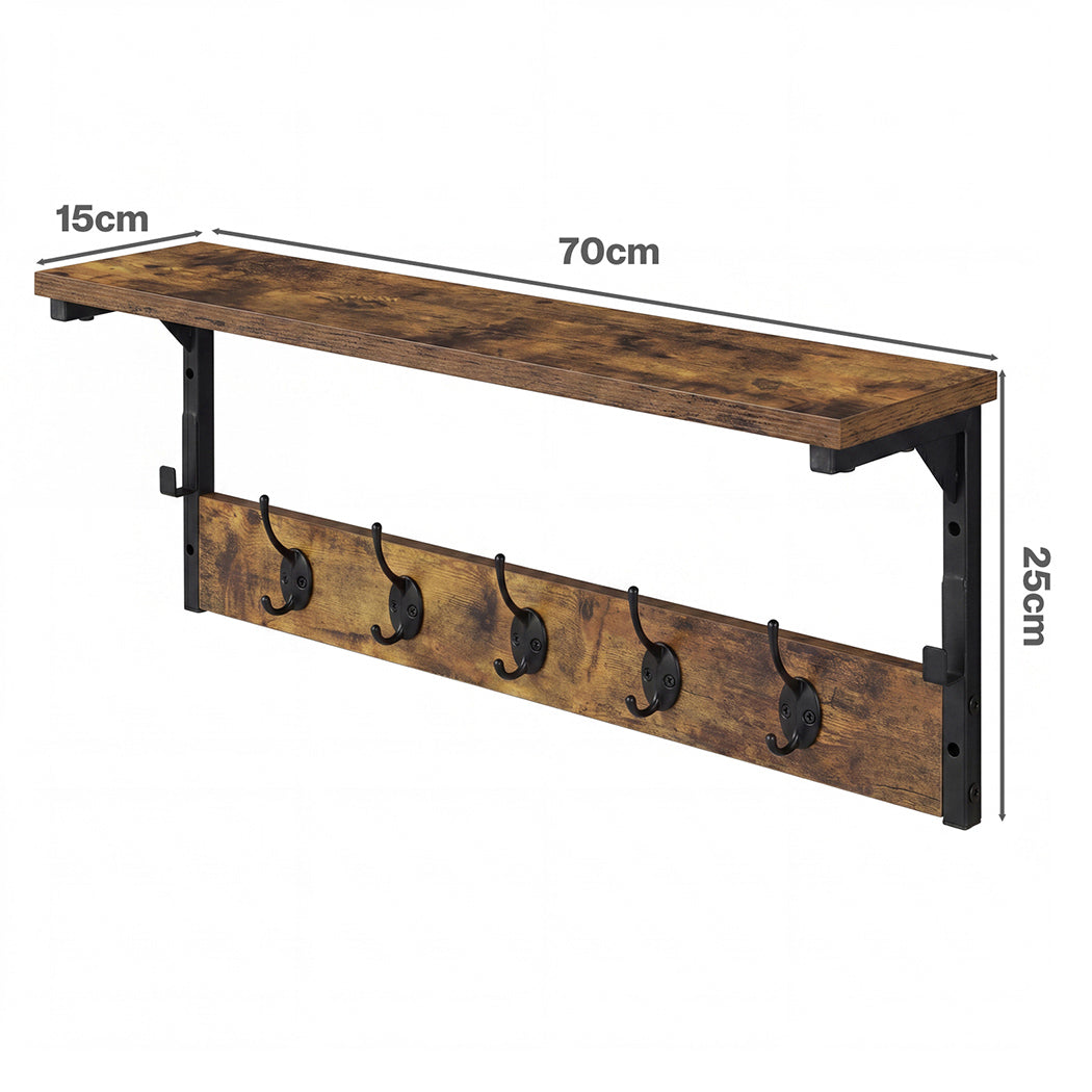 Levede Coat Rack Shelf Wall Mounted 7 Hooks Wall Floating Hat Rack Living Room-2050059009976832002