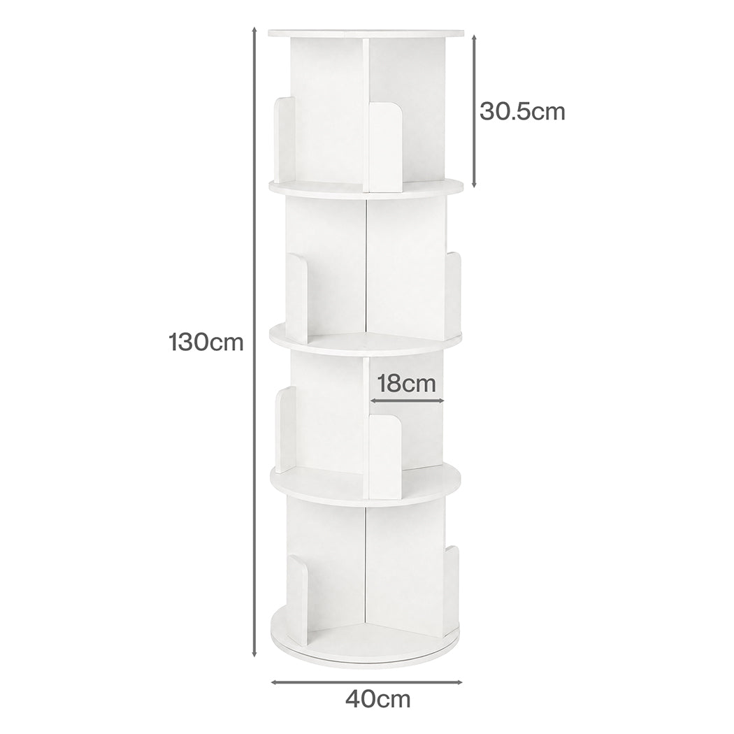 Levede Rotating Bookshelf Corner 4 Tier 3-Section Storage Display 5kg Home White-2109799589274652675