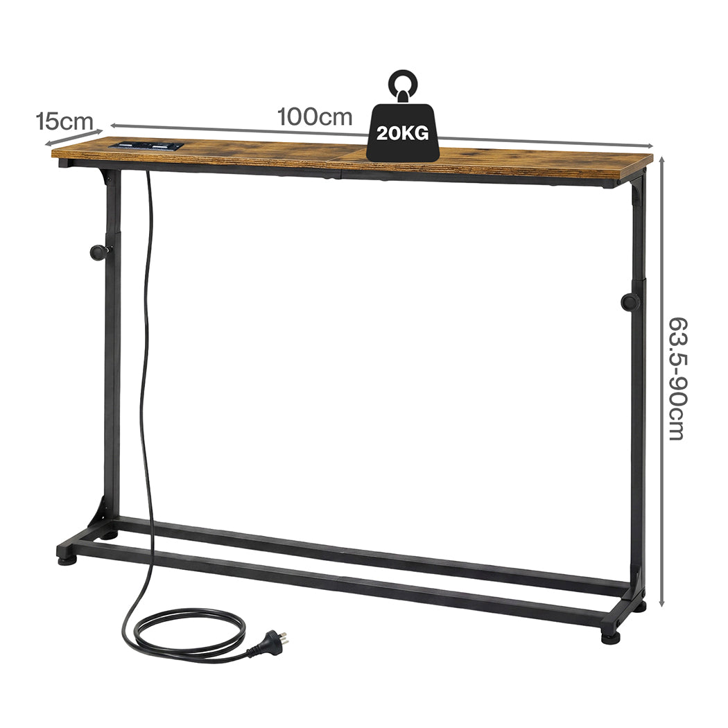 Levede Narrow Sofa Table Power Ports Behind Console Side Adjustable Living Room-2050059017300086786