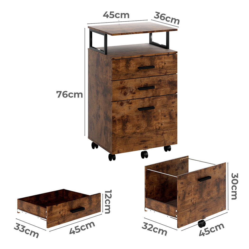 Levede Mobile File Cabinet 3 Drawers Home Office Desk-1973193600179245058