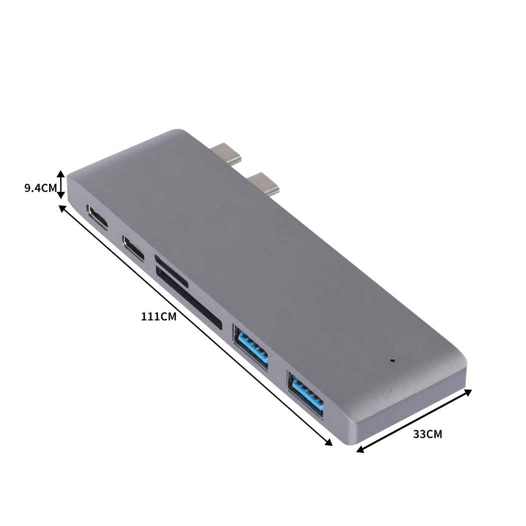 USB 3.0 Type-C HUB 6 Port Powered Adapter Grey-2018816658600235010