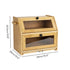 Toque Bread Box Bread Bin Double Layer Bamboo Bread Storage with Window Natural-2072893581403754498