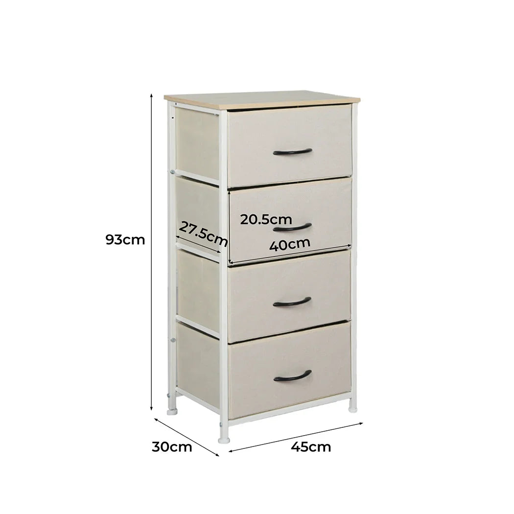 Levede Storage Cabinet Tower Chest Beige-2006733262801735682