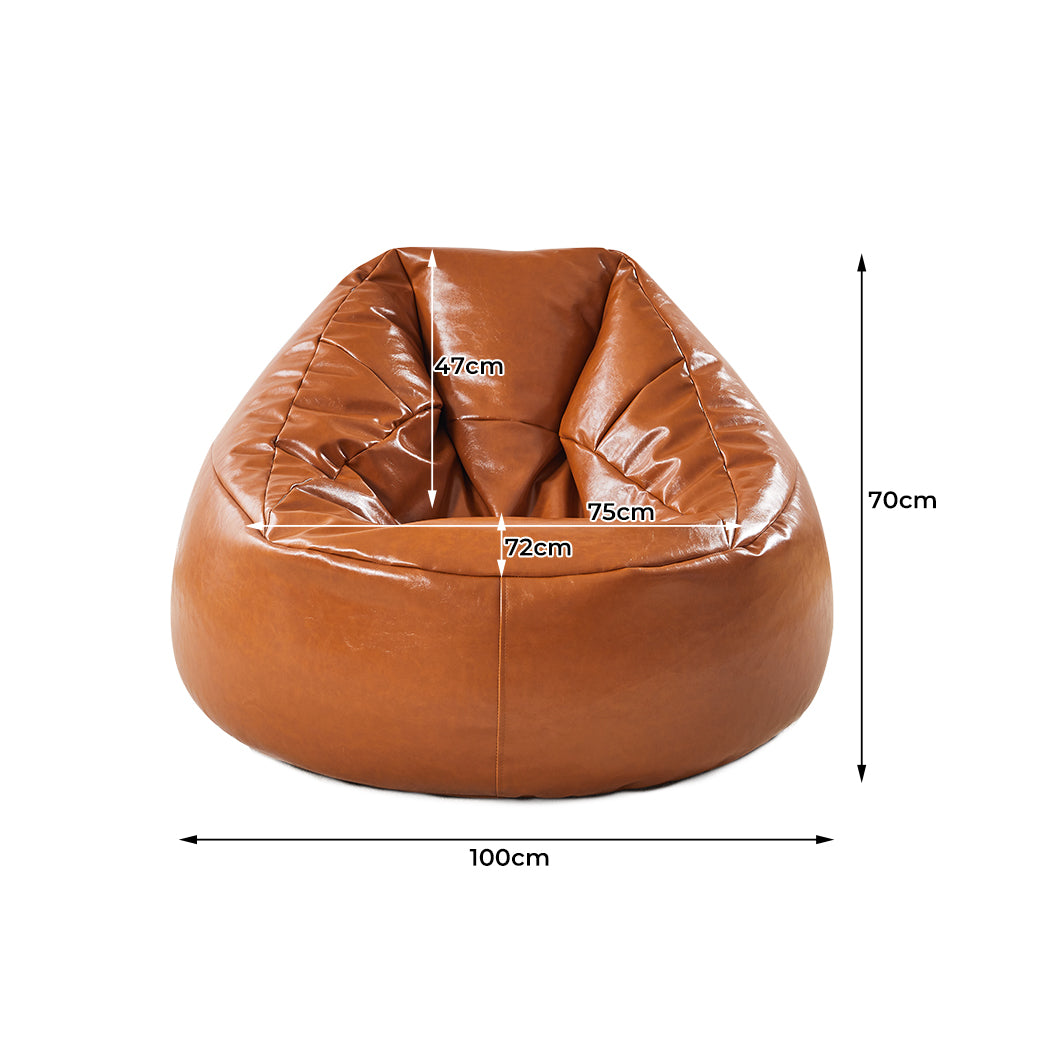 Marlow Bean Bag Chair Cover PU Couch Tan-1864183165162229762