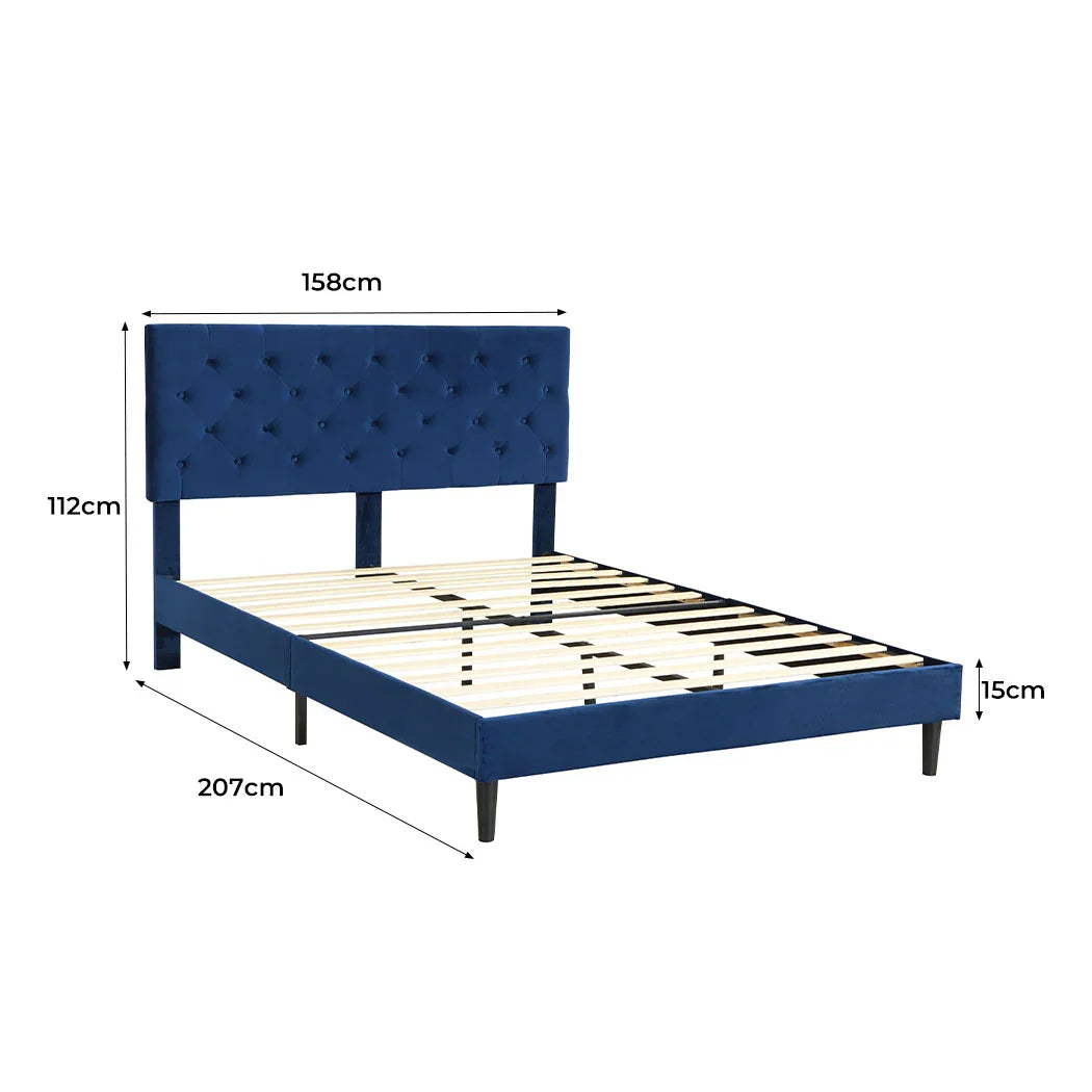 Levede Bed Frame Queen Size Mattress Blue-2006733224277053442
