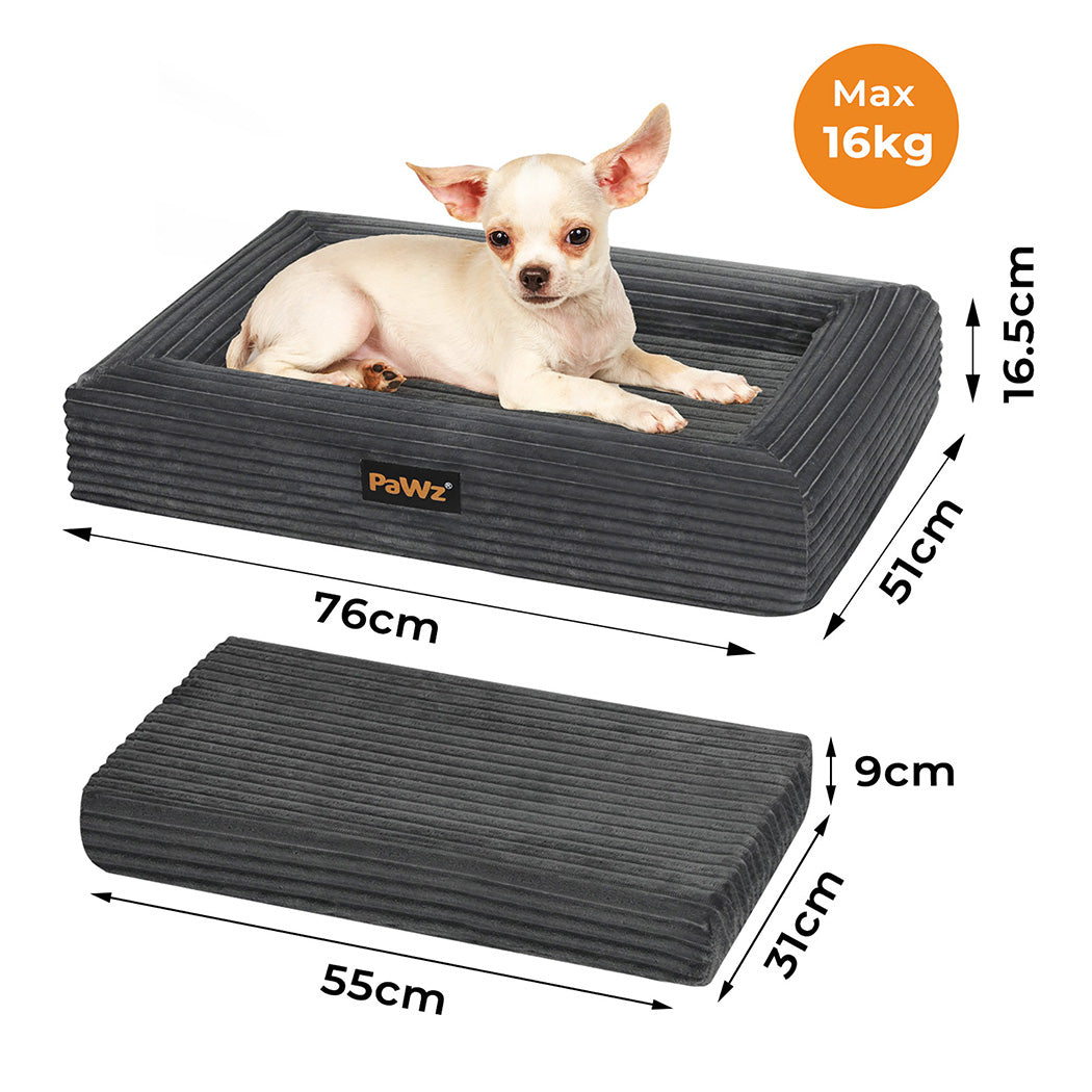 Pawz M Size Orthopedic Dog Bed with Corduroy Removable Cover Waterproof Washable Grey-1938089882555650050