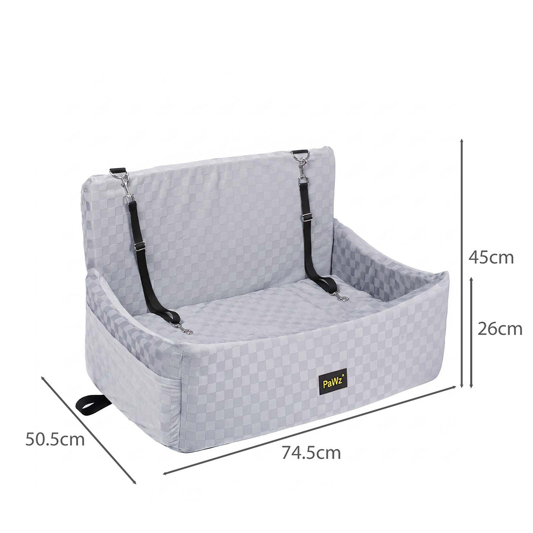 Pawz Large Dog Car Seat Booster Plush Dual-Side Portable Travel Bed Grey-2100034993228222466