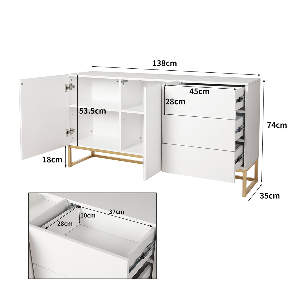 Levede Buffet Sideboard Storage Cabinet White-1864183281268953090