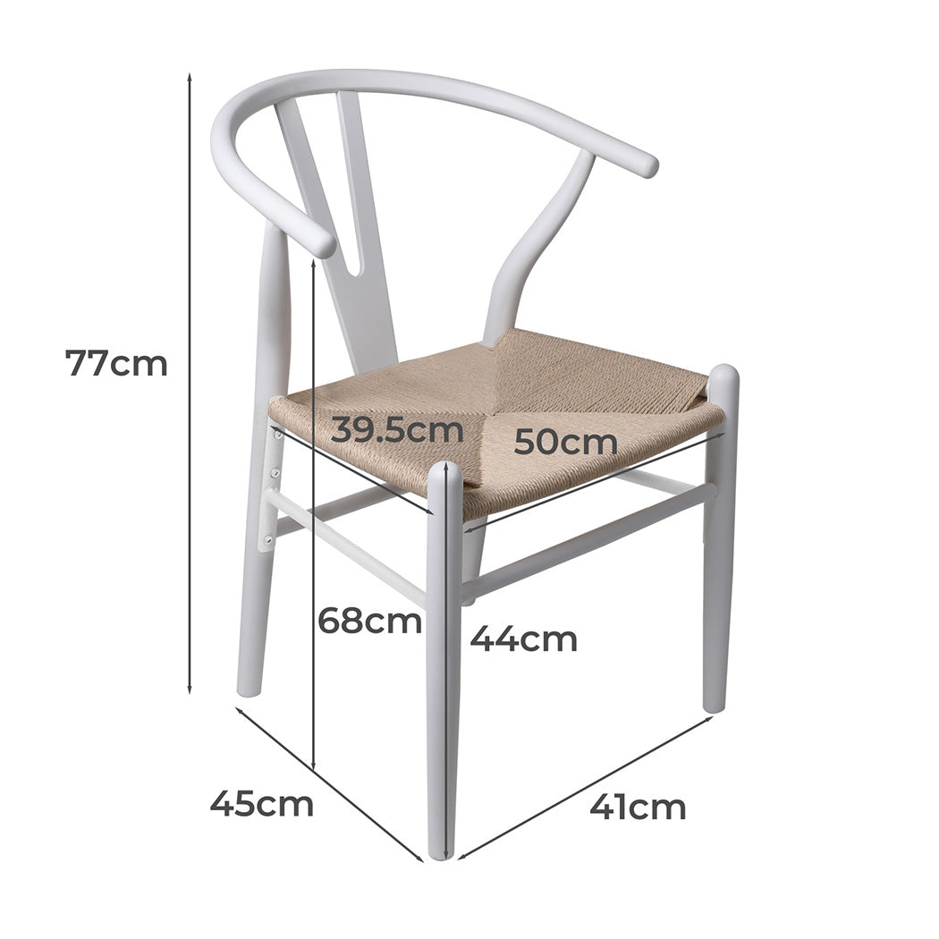 Levede 8x Dining Chairs Wooden Hans White-2006732723414241282