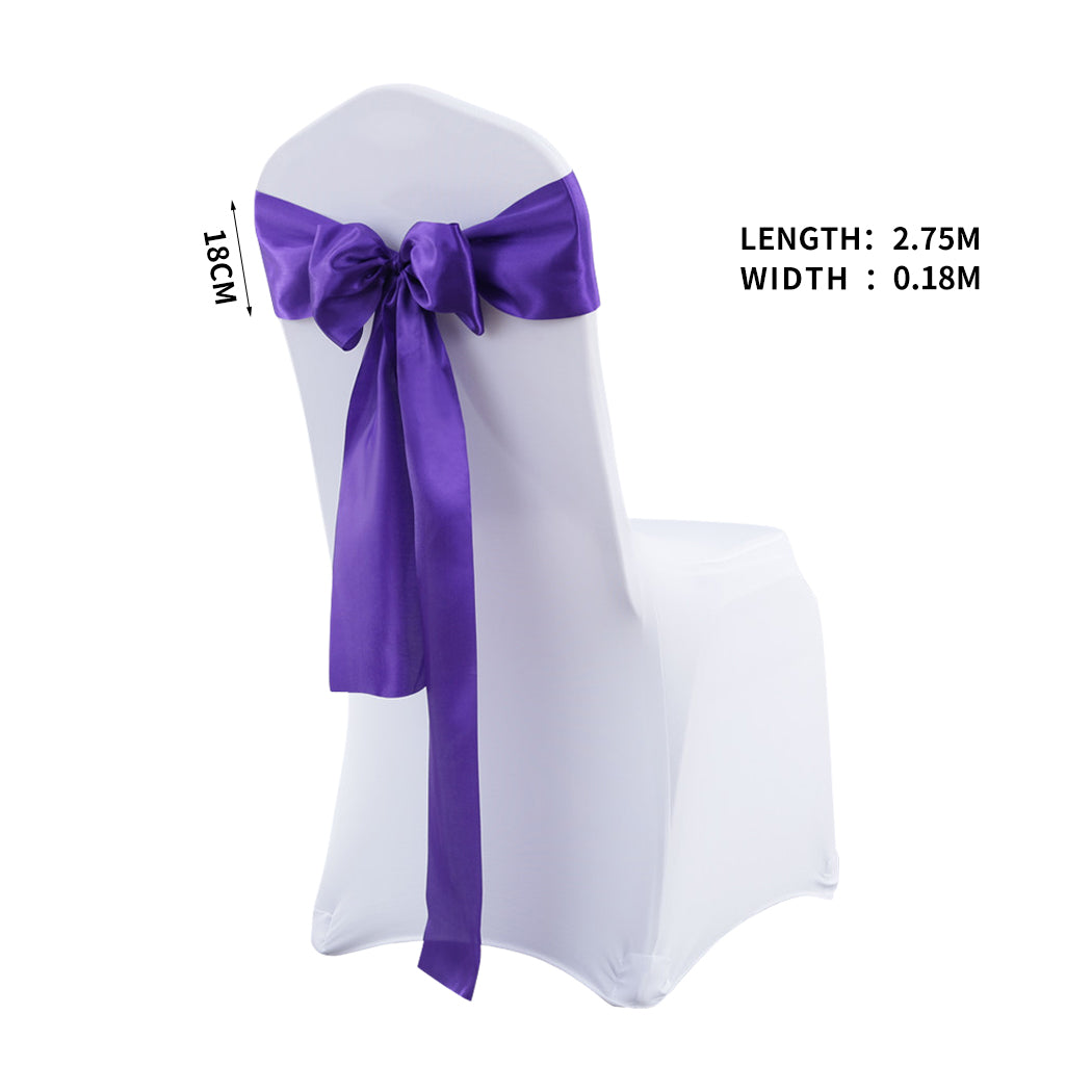 20x Table Runner Satin Chair Sashes Eggplant-2065254449479290882