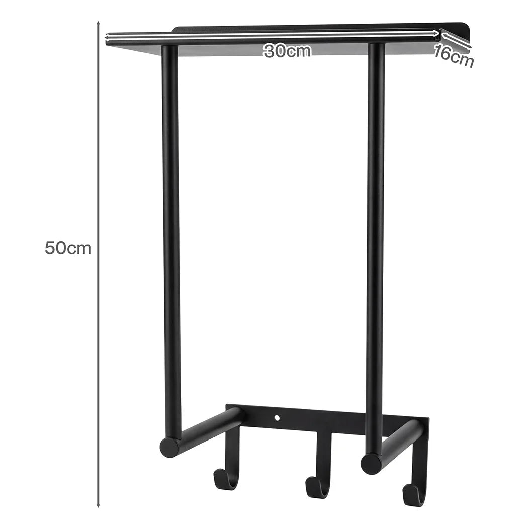 Levede Wall Mounted Towel Rack Towel Holder 3 Hooks Bathroom Towel Storage-2050059022073204738