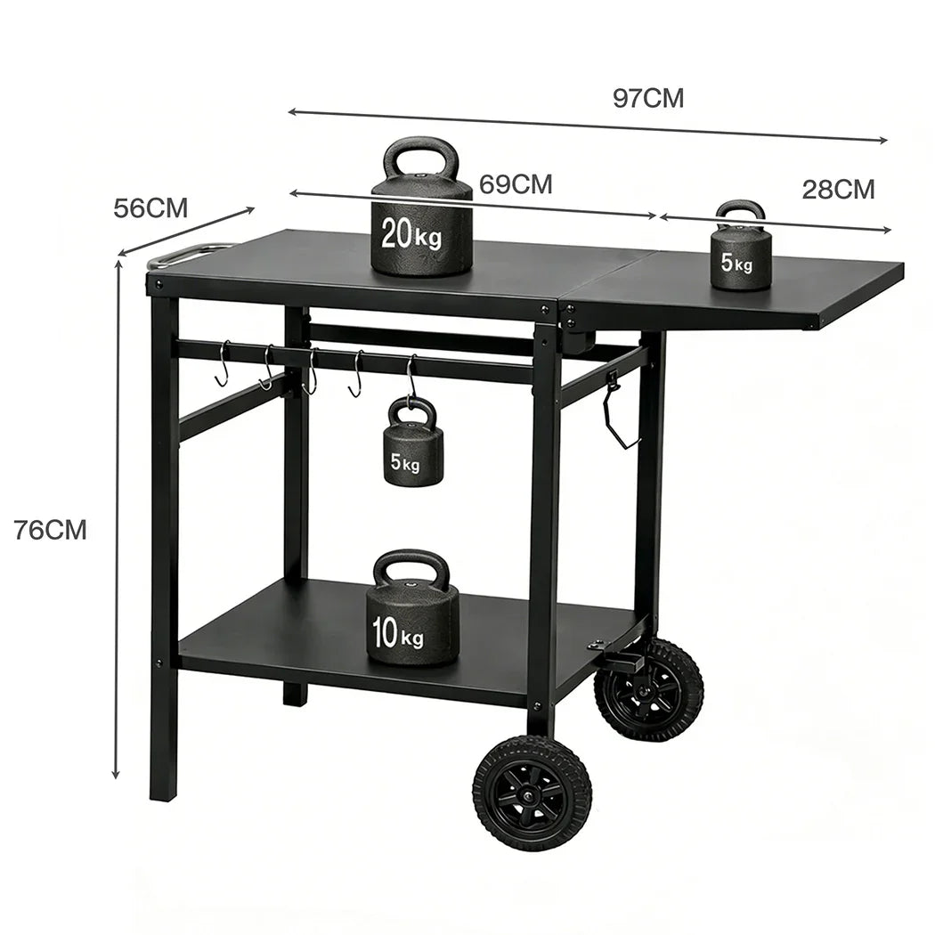 Levede Outdoor Kitchen Cart Mobile Foldable Food Prep BBQ Grill Dining Table-2050059021397921794