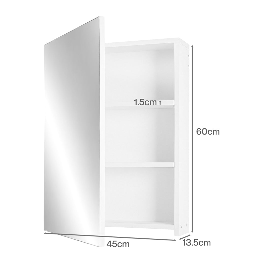 Levede Bathroom Mirror Cabinet Wall Mounted 45cm Adjustable Shelves White-2109799584778358787