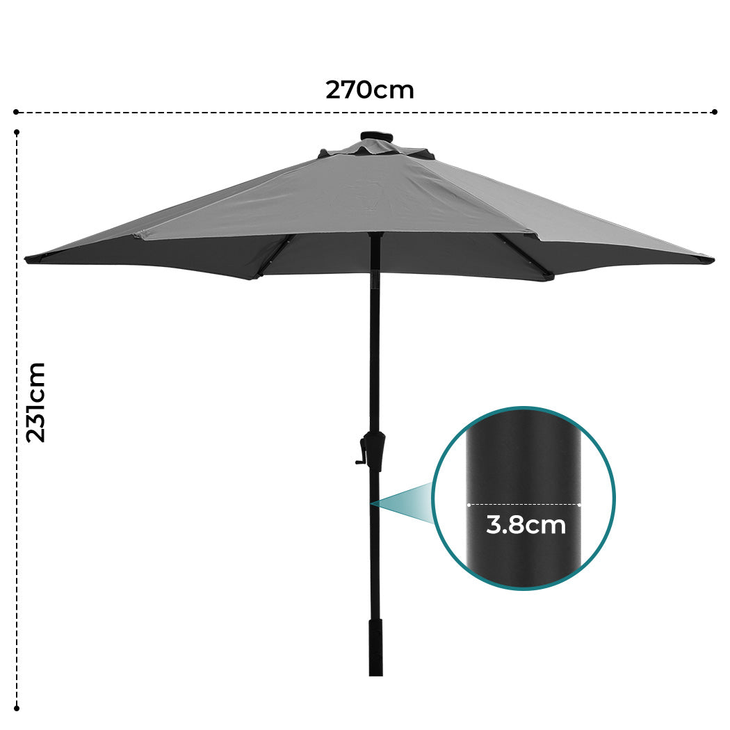 Centra 2.7M LED Outdoor Umbrella Base Stand Grey-1910112246906884098
