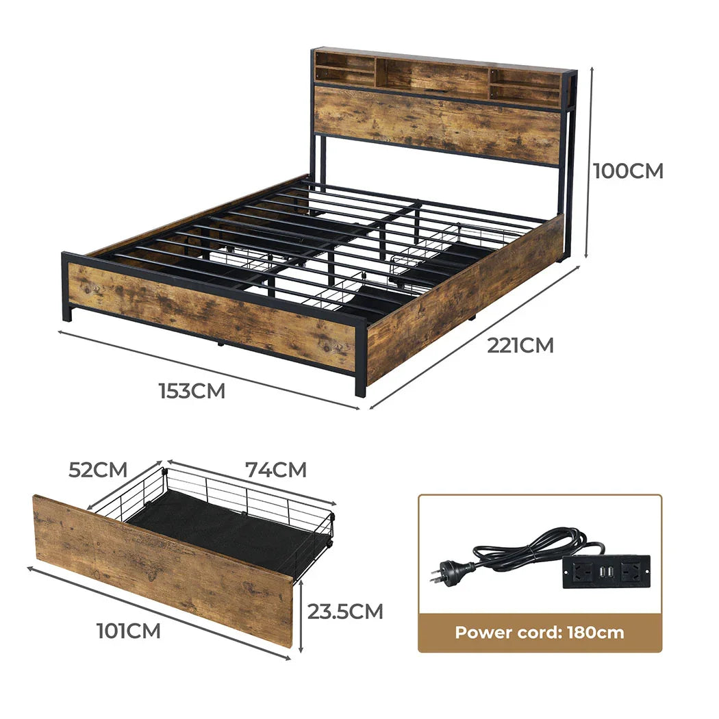 Levede bed frame queen-2006732862589636610