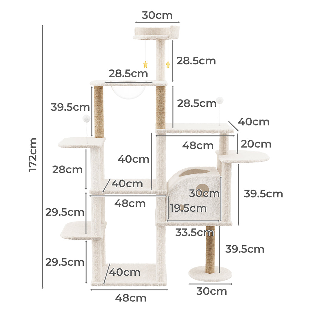 Pawz Cat Tree Tower Large Scratcher Condo House 172cm-1937319822299893762