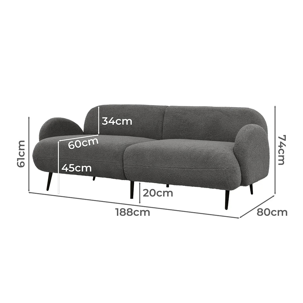 Levede Cloud Sofa 3 Seater Sherpa Fleece Beige-2006732843522330626