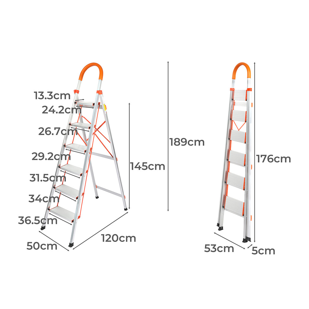 Traderight 6 Step Ladder Folding Aluminium-1864184280054370306