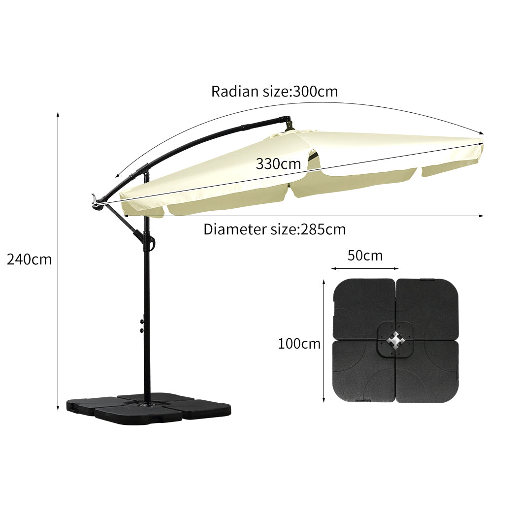 Mountview 3M Outdoor Umbrella Beach Beige With Base-1864184448237572098