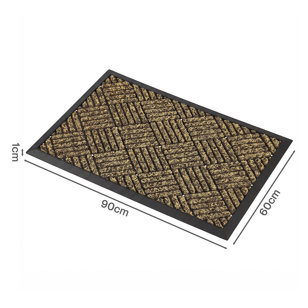Marlow Front Door Mat 60x90cm Thickened Non Slip Grass Scrape Garden Brown-2109799593305378819