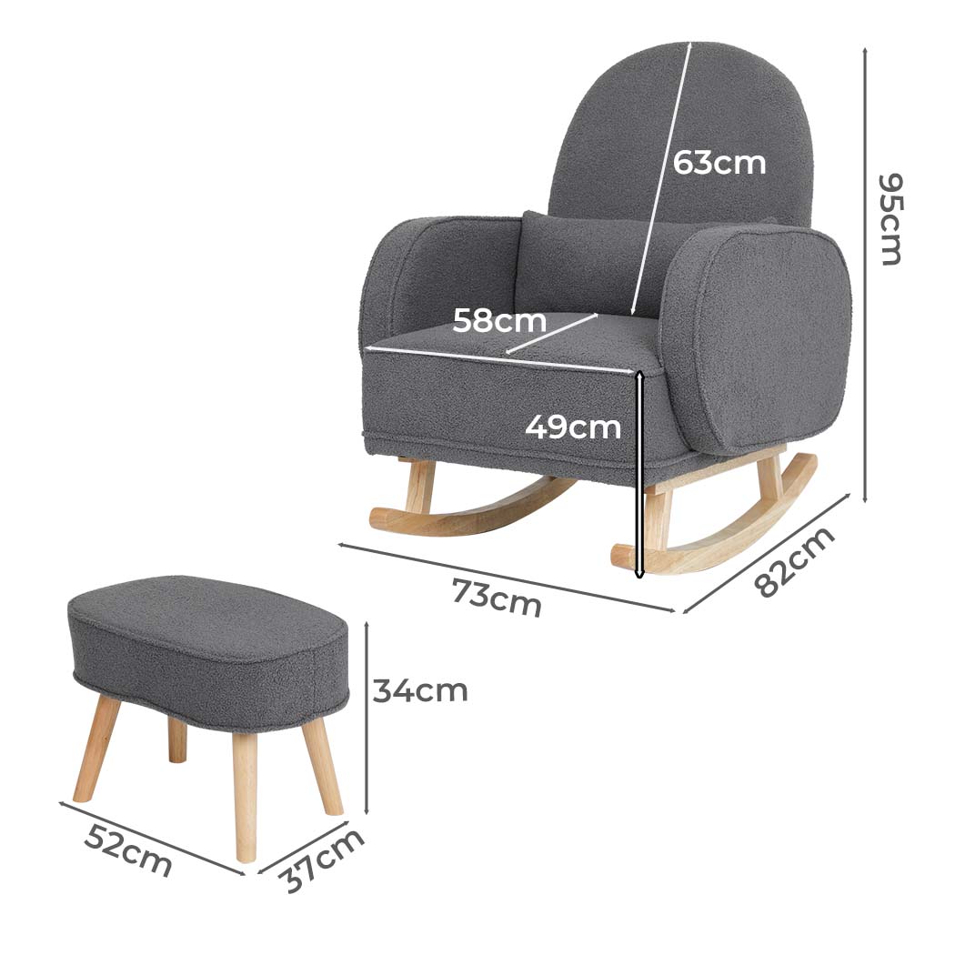 Levede Fleece Rocking Chair with footstool-1937319794885922818
