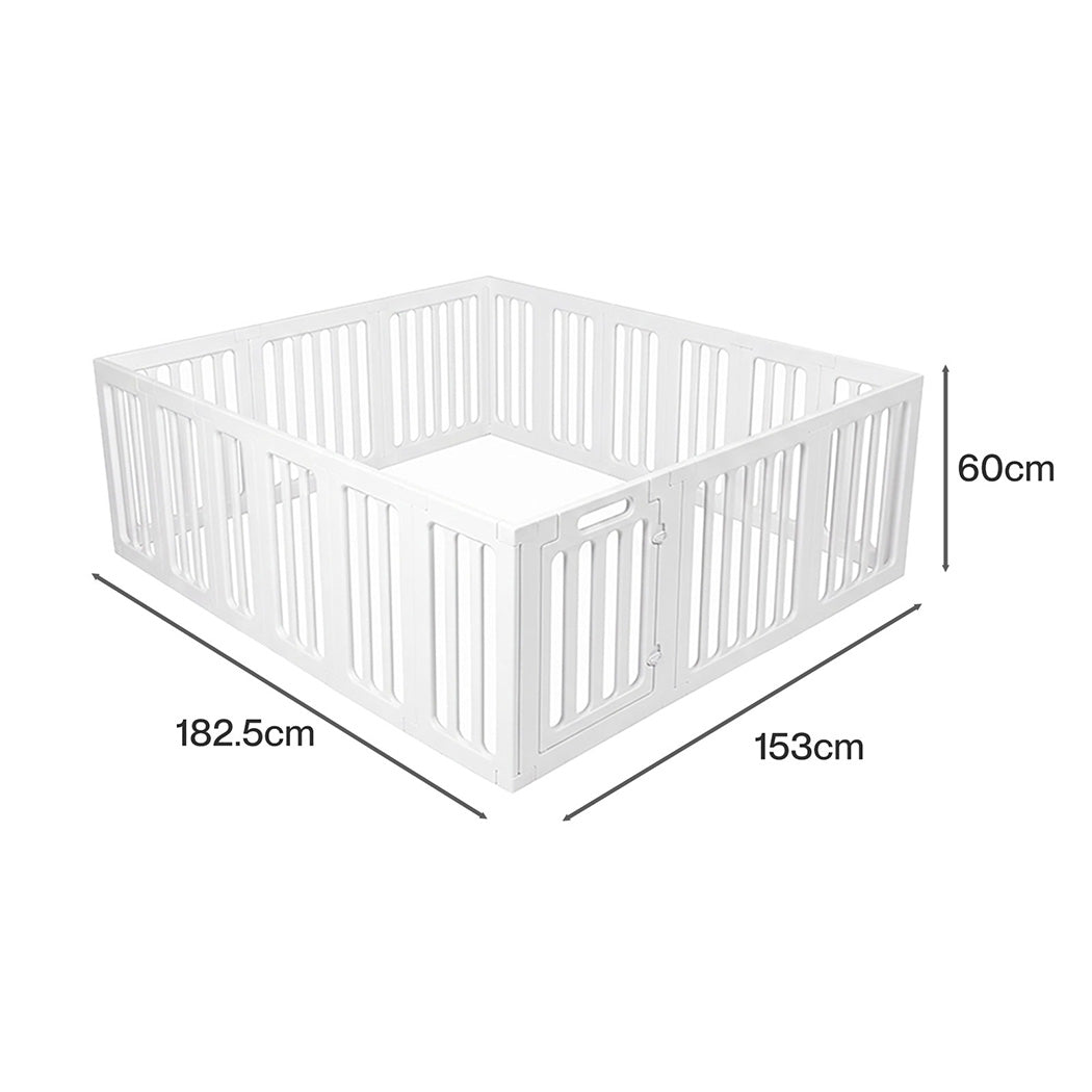BoPeep Large Baby Playpen HDPE Safety Fence with 36 Suction Cups Indoor White-2100034971078103042