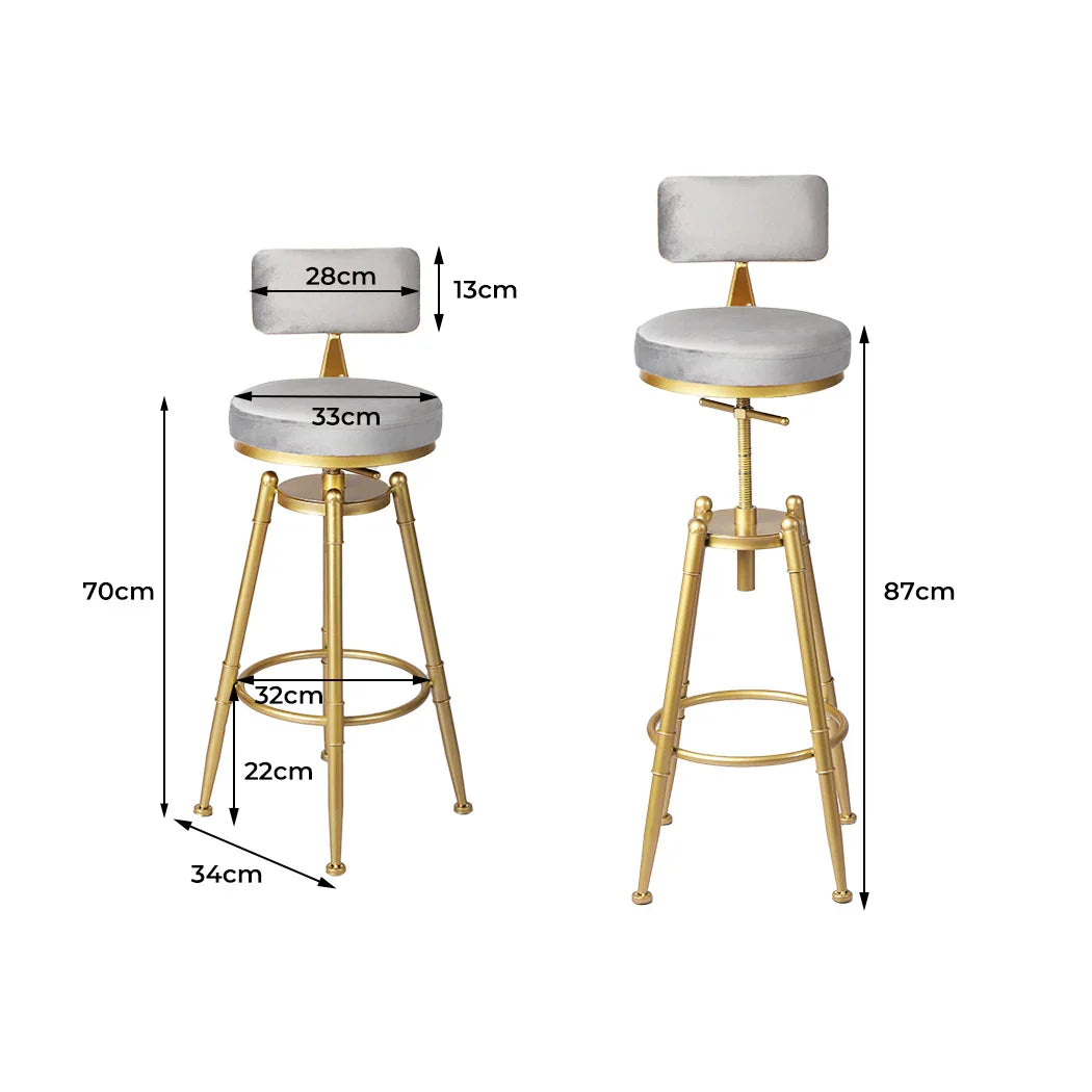 Levede 4x Swivel Bar Stools Kitchen Bar Chair Grey-2018816897059000322