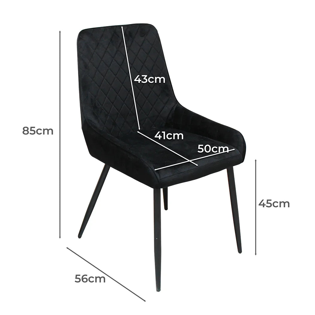 Dining Chairs x 4 Padded Seat Soft Velvet-2006732734030024706