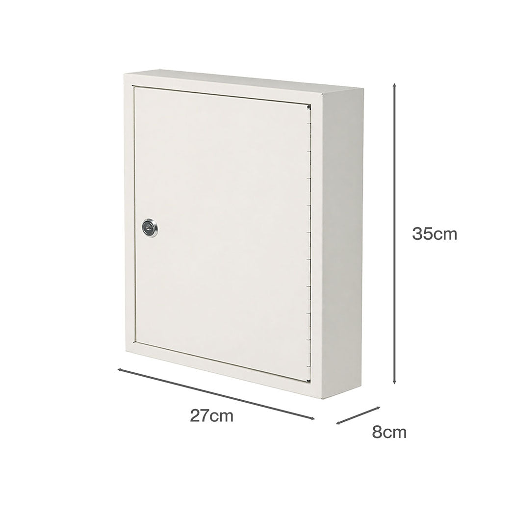 Levede Key Safe Cabinet 42-Key Wall Mount Steel Lock Box White-2100035001302257666