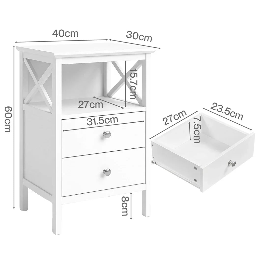 Levede Bedside Table Nightstand Side End Table 2 Drawers Storage Bedroom Cabinet-2050056781207572482