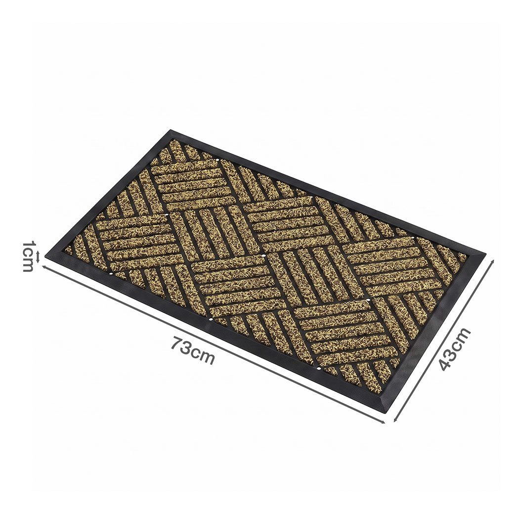Marlow Front Door Mat 43x73cm Heavy Duty Non Slip Grass Scrape Garden Brown-2109799593108246531