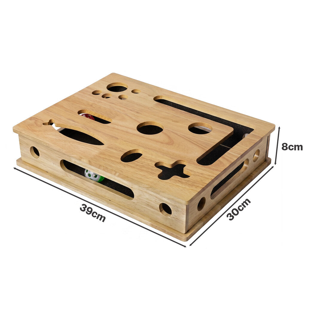 Pawz Cat Nail File Scratcher Large Solid Wood with Toy Balls for Indoor Cats-2100034993945448450