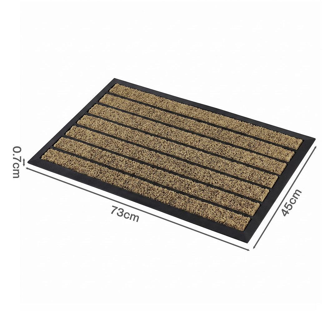 Marlow Front Door Mat 45x75cm Heavy Duty Non Slip Grass Scrape Patio Brown-2109799593204715523