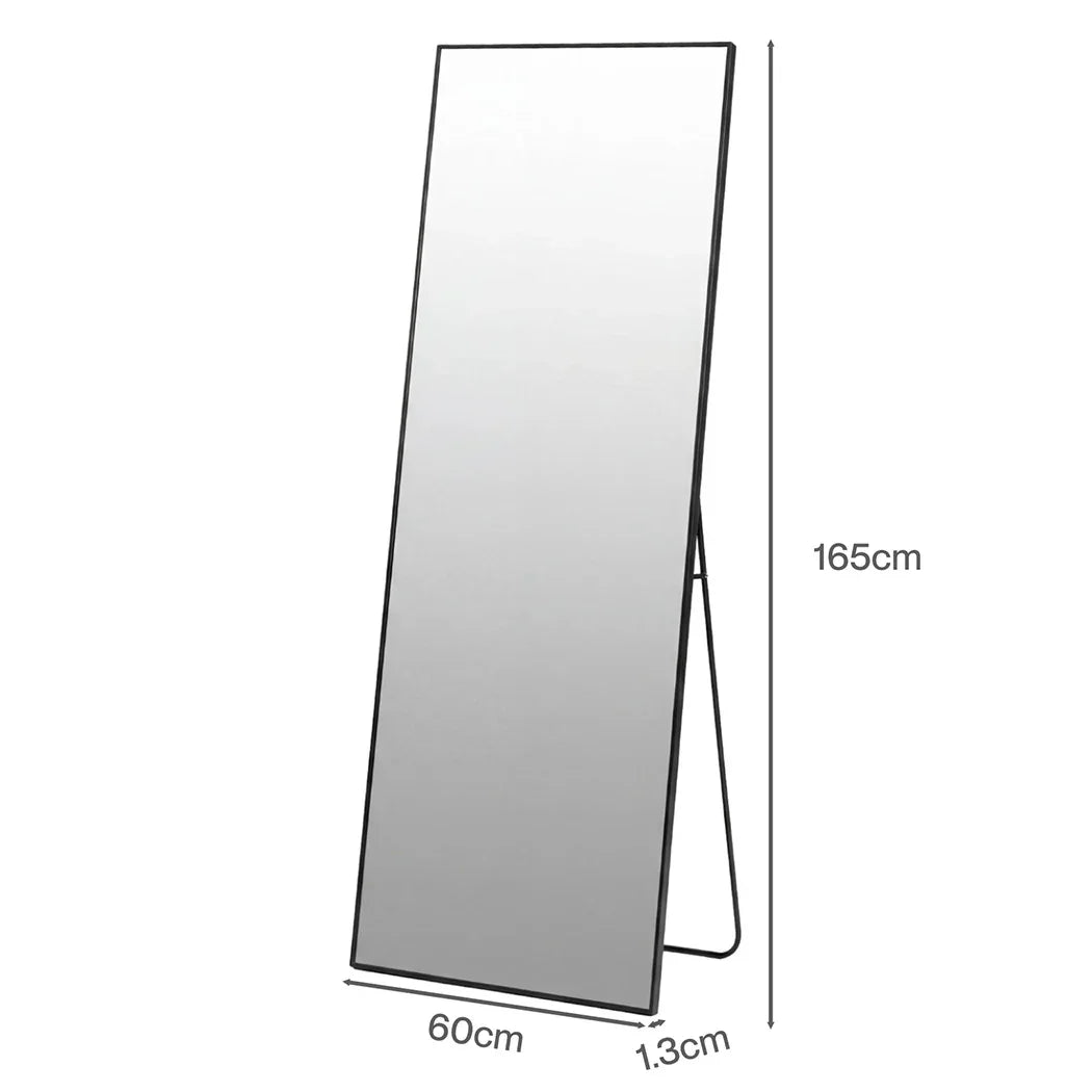 Yezi Rectangular Full Length Mirror 165x60cm Black Standing Floor Wall Leaning-2050059008307499010