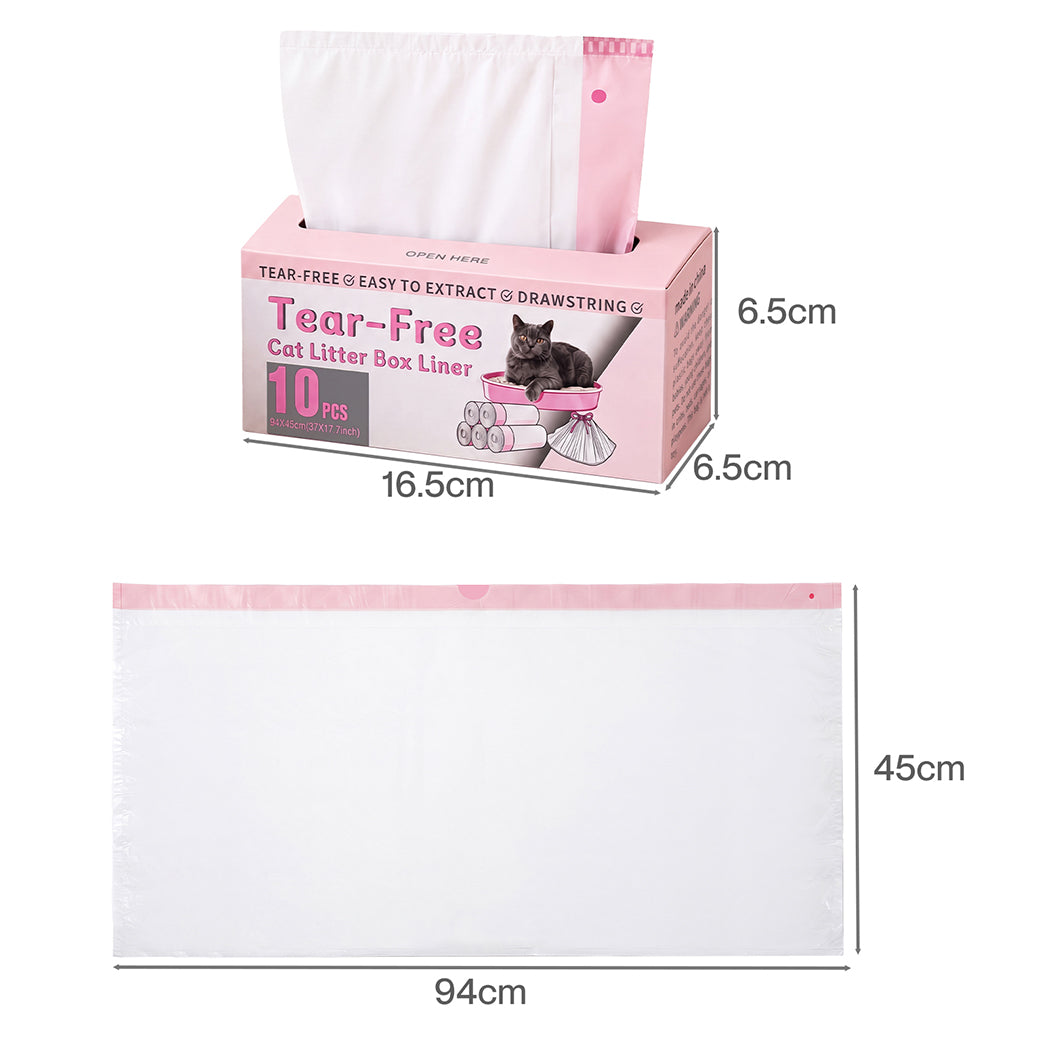 Pawz Cat Litter Bags 30 Pcs 94 x 45cm Drawstring 10kg HDPE White Pink-2100034991026212866