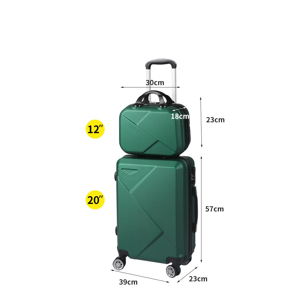 Slimbridge 2pcs 20"Travel Luggage Set Green-2006733062121066498