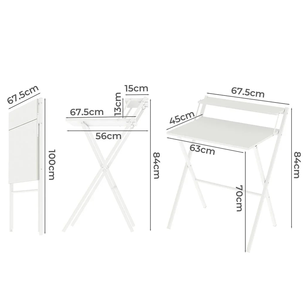 Levede Foldable Computer Desk Office Study Desk White-2050056912053080066