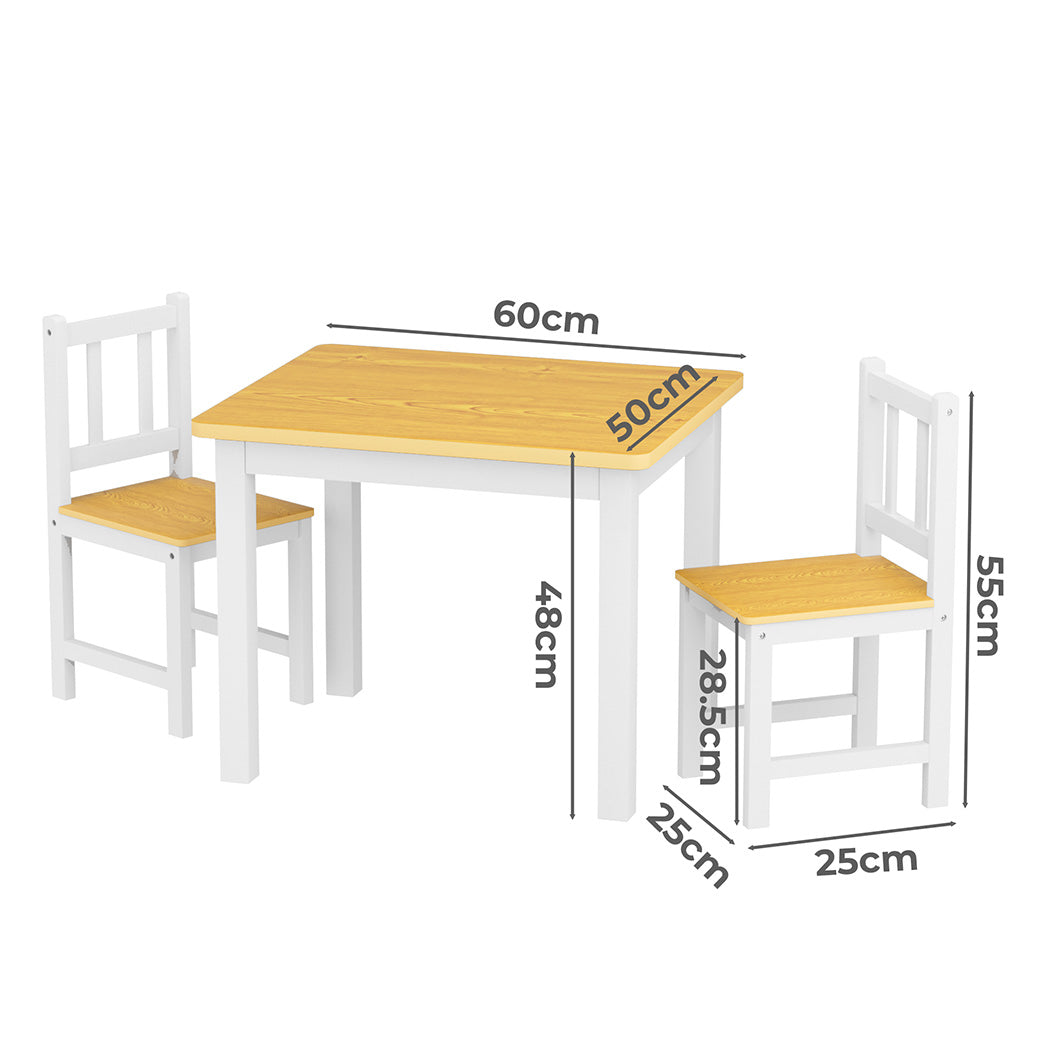 Bopeep Kids Table and Chairs Set Wooden 3PCS Study Play-1919278356839403522
